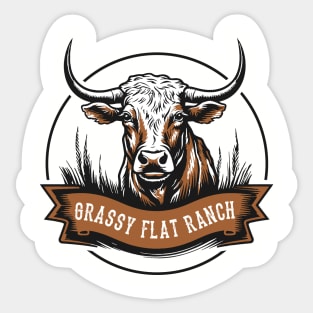 Grassy Flat Ranch Cow Sticker